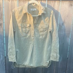 Madewell cotton lyocell M women’s twill khaki tan shirt pullover pockets